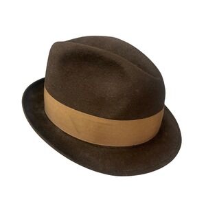 Vintage Stetson 3X Beaver Quality Fedora Brown Felt Hat 7 3/8 Long Oval Gus Roos